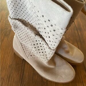 Toms Light Gray Perforated Heeled Boots